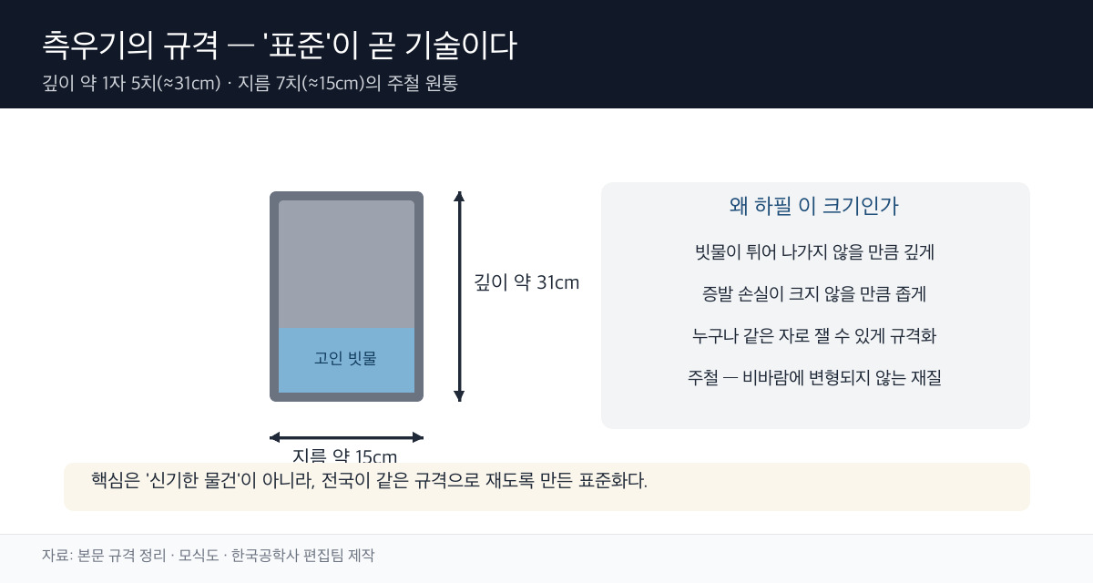 측우기 규격 모식도