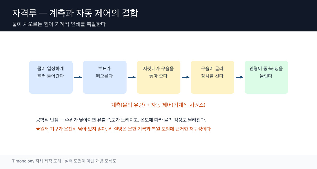 자격루의 자동 시보 연쇄를 나타낸 모식도